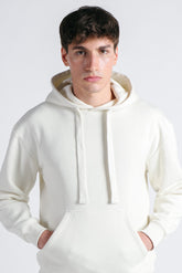 FELPA CON CAPPUCCIO E MARSUPIO BASIC PANNA